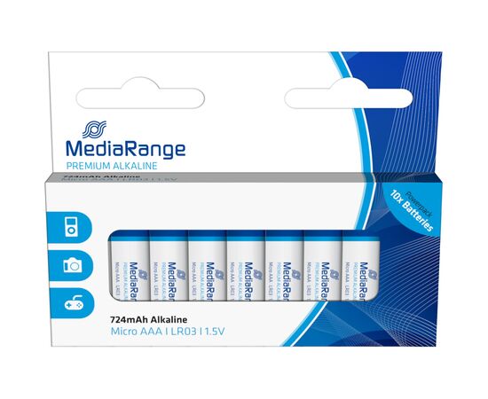Батарейка Mediarange AAA LR03 1.5V Premium Alkaline Batteries, Micro, Pack 10 (MRBAT102)