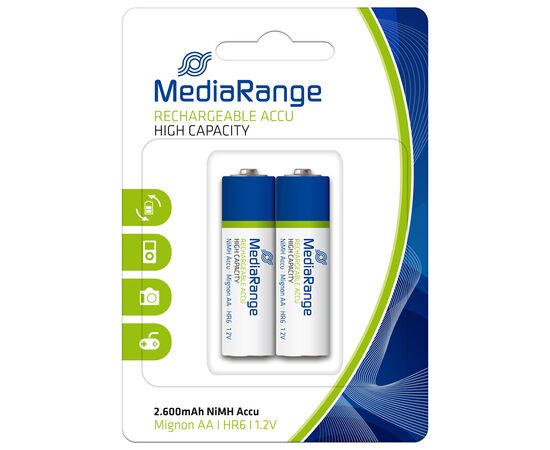 Аккумулятор Mediarange AA 2600mAh HR6 1.2V NiMH, Mignon, Pack 2 (MRBAT123)