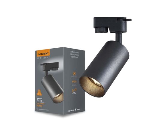 Светильник Videx под лампу GU10 SPF06C трековый черный (VL-SPF06C-B), изображение 3 Светильник Videx под лампу GU10 SPF06C трековый черный (VL-SPF06C-B), изображение 3