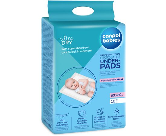 Пеленки для младенцев Canpol babies 60х60 см 10 шт (78/006), изображение 2 Пеленки для младенцев Canpol babies 60х60 см 10 шт (78/006), изображение 2