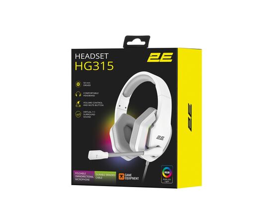 Наушники 2E Gaming HG315 RGB USB 7.1 White (2E-HG315WT-7.1), изображение 9 Наушники 2E Gaming HG315 RGB USB 7.1 White (2E-HG315WT-7.1), изображение 9