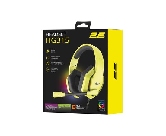 Наушники 2E Gaming HG315 RGB USB 7.1 Yellow (2E-HG315YW-7.1), изображение 9 Наушники 2E Gaming HG315 RGB USB 7.1 Yellow (2E-HG315YW-7.1), изображение 9