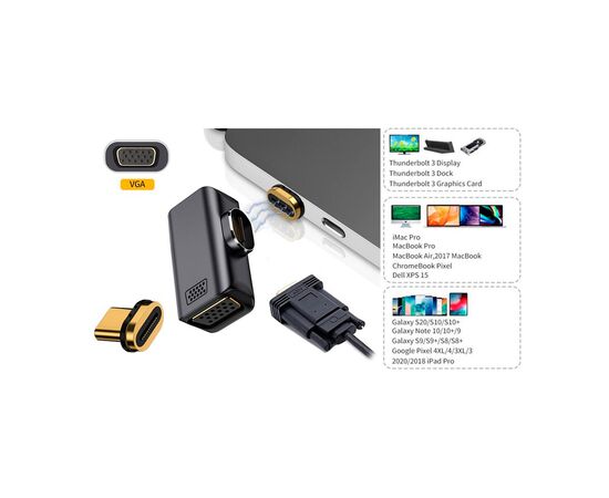 Перехідник USB-C to VGA 1080P60Hz PowerPlant (CA914289), зображення 2 Перехідник USB-C to VGA 1080P60Hz PowerPlant (CA914289), зображення 2