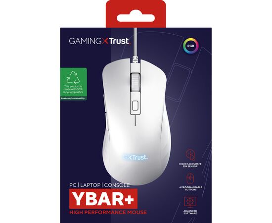 Мишка Trust GXT924 Ybar+ USB White (24891), зображення 5 Мишка Trust GXT924 Ybar+ USB White (24891), зображення 5