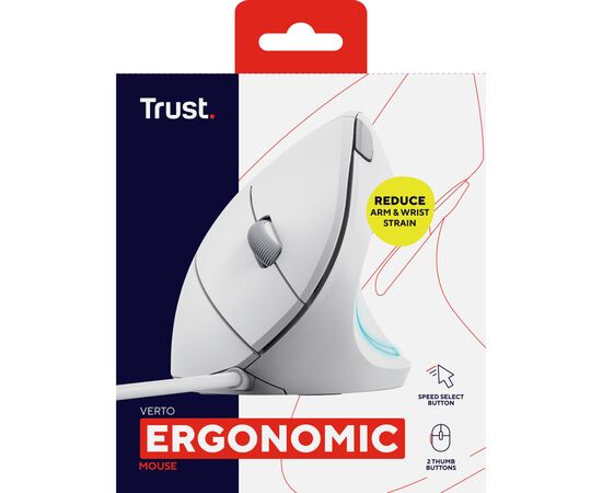 Мышка Trust Verto Ergonomic USB White (25133), изображение 7 Мышка Trust Verto Ergonomic USB White (25133), изображение 7