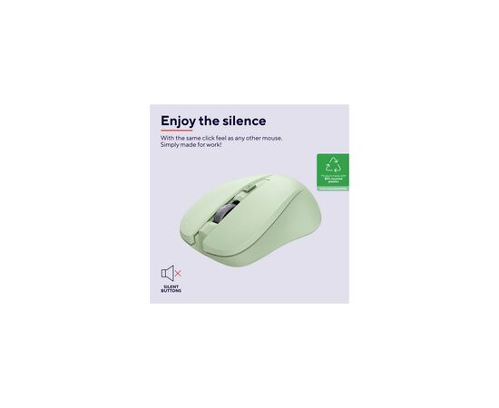 Мышка Trust Mydo Silent Wireless Green (25042), изображение 5 Мышка Trust Mydo Silent Wireless Green (25042), изображение 5