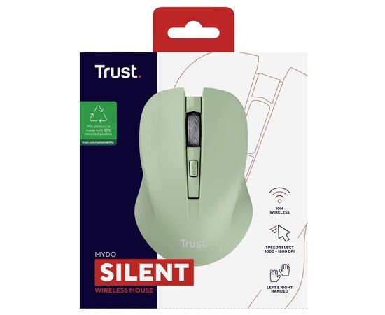 Мышка Trust Mydo Silent Wireless Green (25042), изображение 9 Мышка Trust Mydo Silent Wireless Green (25042), изображение 9