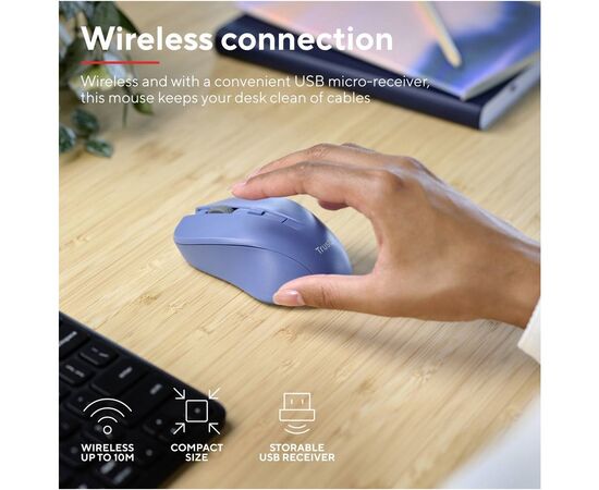 Мышка Trust Mydo Silent Wireless Blue (25041), изображение 5 Мышка Trust Mydo Silent Wireless Blue (25041), изображение 5