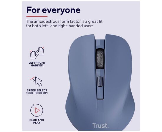 Мышка Trust Mydo Silent Wireless Blue (25041), изображение 6 Мышка Trust Mydo Silent Wireless Blue (25041), изображение 6