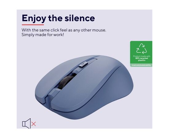 Мышка Trust Mydo Silent Wireless Blue (25041), изображение 7 Мышка Trust Mydo Silent Wireless Blue (25041), изображение 7