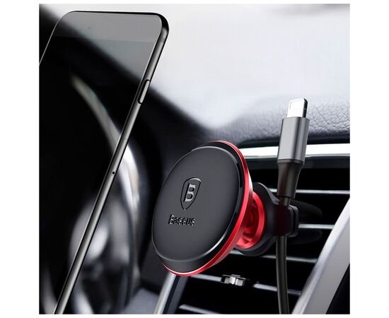Универсальный автодержатель Baseus Magnetic with cable clip (на решетку) red (SUGX-A09), изображение 3 Универсальный автодержатель Baseus Magnetic with cable clip (на решетку) red (SUGX-A09), изображение 3