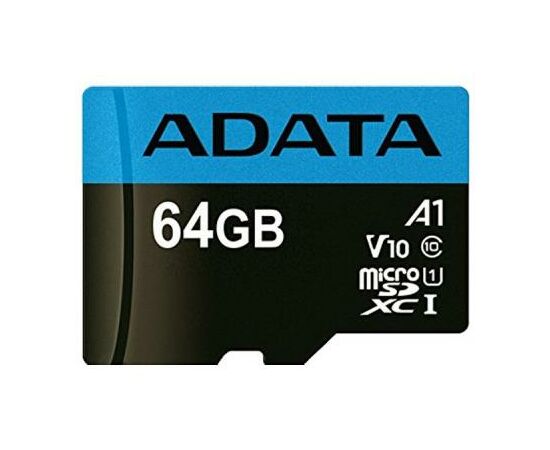 Карта памяти ADATA 64GB microSD class 10 UHS-I A1 Premier (AUSDX64GUICL10A1-RA1), изображение 2 Карта памяти ADATA 64GB microSD class 10 UHS-I A1 Premier (AUSDX64GUICL10A1-RA1), изображение 2