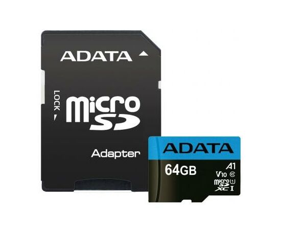 Карта пам'яті ADATA 64GB microSD class 10 UHS-I A1 Premier (AUSDX64GUICL10A1-RA1)