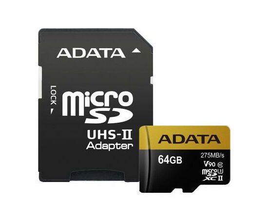 Карта памяти ADATA 64GB microSD class 10 UHS-II U3 (AUSDX64GUII3CL10-CA1)