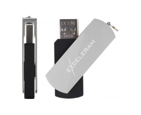 USB флеш накопитель eXceleram 16GB P2 Series Silver/Black USB 3.1 Gen 1 (EXP2U3SIB16), изображение 4 USB флеш накопитель eXceleram 16GB P2 Series Silver/Black USB 3.1 Gen 1 (EXP2U3SIB16), изображение 4