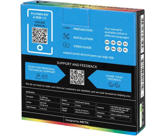 Кулер для корпуса Arctic P14 PWM PST A-RGB (ACFAN00239A), изображение 5