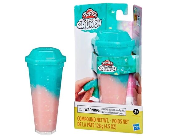 Набор для творчества Hasbro Play-Doh 1 Баночка слайма CRYSTAL CRUNCH LIGHT PINK TEAL (F5982)