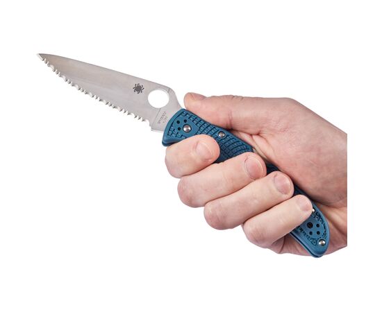 Нож Spyderco Endura 4 Lightweight K390 Serrated Blue (C10FSK390), изображение 5 Нож Spyderco Endura 4 Lightweight K390 Serrated Blue (C10FSK390), изображение 5