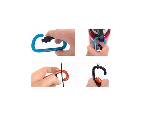 Карабін туристичний Naturehike алюмінієвий з муфтою D-type 80 мм NH15A008-D Blue (6927595701638), зображення 2 Карабін туристичний Naturehike алюмінієвий з муфтою D-type 80 мм NH15A008-D Blue (6927595701638), зображення 2