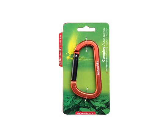 Карабін туристичний Naturehike багатофункціональний D-type 80 мм NH15A001-H Orange (6927595717004)