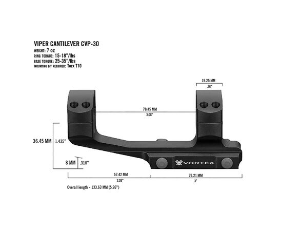 Крепление для прицела Vortex Pro 30mm Cantilever mount (CVP-30) (930351), изображение 3 Крепление для прицела Vortex Pro 30mm Cantilever mount (CVP-30) (930351), изображение 3