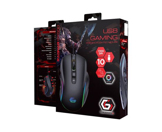 Мишка Gembird Ragnar RX500 USB RGB Black (MUSG-RAGNAR-RX500), зображення 4 Мишка Gembird Ragnar RX500 USB RGB Black (MUSG-RAGNAR-RX500), зображення 4