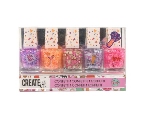 Дитяча косметика Create it! Набір лаків для нігтів Конфетті, 5 шт (84147)