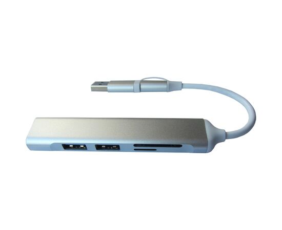 Концентратор Dynamode 5-in-1 USB Type-C/Type-A to 1хUSB3.0, 2xUSB 2.0, card-reader SD/MicroSD (DM-UH-518)