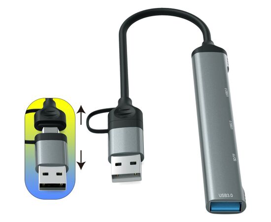 Концентратор Dynamode 5-in-1 USB Type-C/Type-A to 1хUSB3.0, 2xUSB 2.0, card-reader SD/MicroSD (DM-UH-514), изображение 6 Концентратор Dynamode 5-in-1 USB Type-C/Type-A to 1хUSB3.0, 2xUSB 2.0, card-reader SD/MicroSD (DM-UH-514), изображение 6