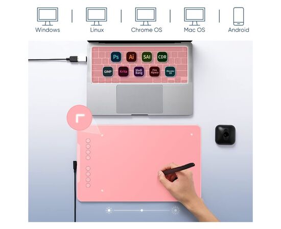 Графический планшет XP-Pen Deco 01V2 Pink, изображение 4 Графический планшет XP-Pen Deco 01V2 Pink, изображение 4