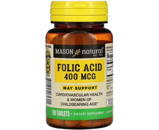 Витамин Mason Natural Фолиевая кислота 400 мкг, Folic Acid, 100 таблеток (MAV-06531)