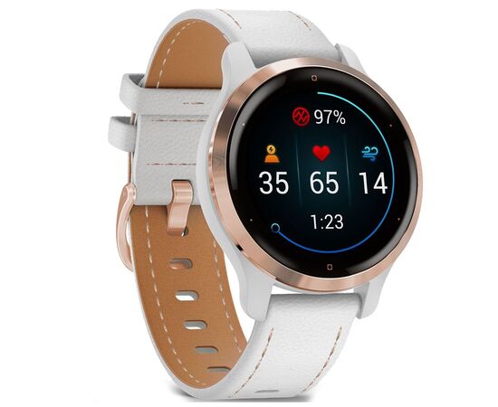 Смарт-часы Garmin Venu 2S, Rose Gold + White, Leather (010-02429-23), изображение 3