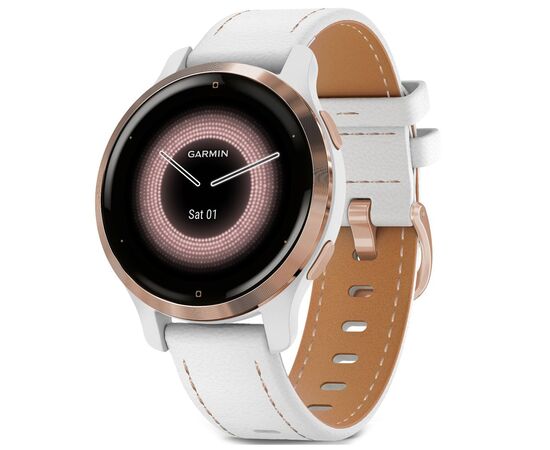 Смарт-годинник Garmin Venu 2S, Rose Gold + White, Leather (010-02429-23)