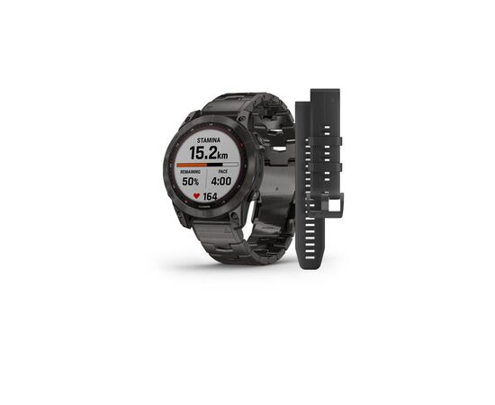 Смарт-часы Garmin fenix 7 Sapph Sol, Carbon Gray DLC Ti w/DLC Ti Bracelet, GPS (010-02540-39)