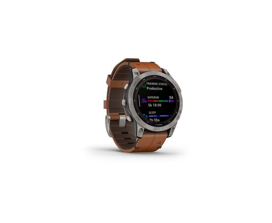 Смарт-часы Garmin fenix 7 Sapph Solar Titanium w/Chestnut Leather Band, GPS (010-02540-31), изображение 2 Смарт-часы Garmin fenix 7 Sapph Solar Titanium w/Chestnut Leather Band, GPS (010-02540-31), изображение 2