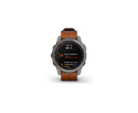 Смарт-часы Garmin fenix 7 Sapph Solar Titanium w/Chestnut Leather Band, GPS (010-02540-31)