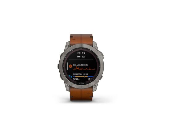Смарт-часы Garmin fenix 7X Sapph Sol Titanium w/Chestnut Leather, GPS (010-02541-19), изображение 2 Смарт-часы Garmin fenix 7X Sapph Sol Titanium w/Chestnut Leather, GPS (010-02541-19), изображение 2