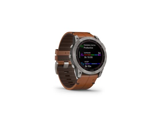Смарт-часы Garmin fenix 7X Sapph Sol Titanium w/Chestnut Leather, GPS (010-02541-19), изображение 3 Смарт-часы Garmin fenix 7X Sapph Sol Titanium w/Chestnut Leather, GPS (010-02541-19), изображение 3
