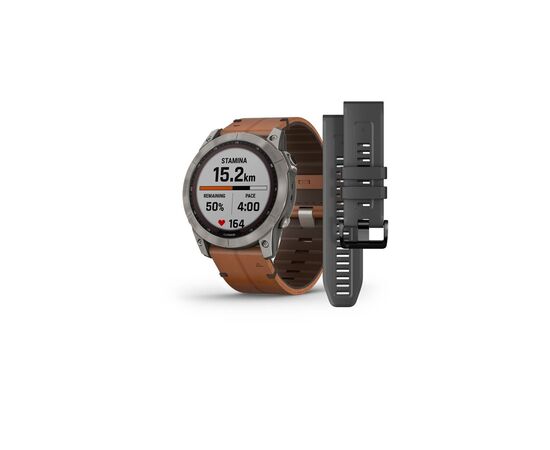 Смарт-годинник Garmin fenix 7X Sapph Sol Titanium w/Chestnut Leather, GPS (010-02541-19)