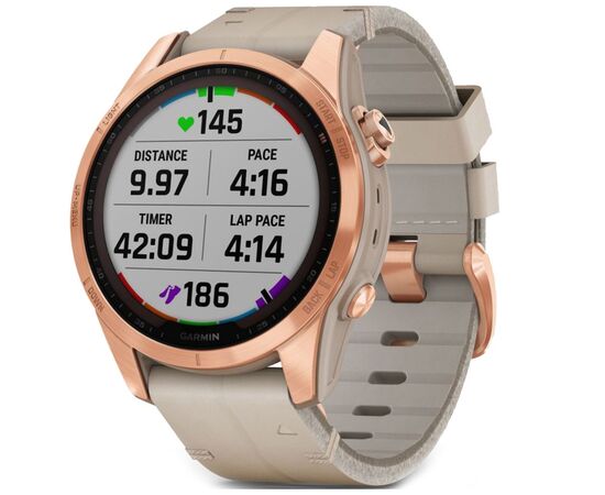 Смарт-годинник Garmin fenix 7S, Sapph Sol, Rose Gold Ti w/Limestone Leather (010-02539-35)