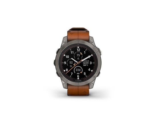 Смарт-годинник Garmin fenix 7 Pro Saph Solar, Ti w/Chestnut Lthr Band, Excl, GPS (010-02777-30), зображення 2 Смарт-годинник Garmin fenix 7 Pro Saph Solar, Ti w/Chestnut Lthr Band, Excl, GPS (010-02777-30), зображення 2