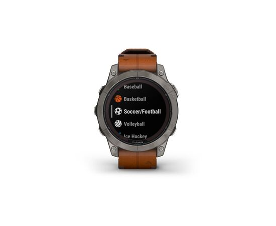 Смарт-годинник Garmin fenix 7 Pro Saph Solar, Ti w/Chestnut Lthr Band, Excl, GPS (010-02777-30), зображення 8 Смарт-годинник Garmin fenix 7 Pro Saph Solar, Ti w/Chestnut Lthr Band, Excl, GPS (010-02777-30), зображення 8