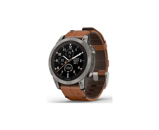 Смарт-годинник Garmin fenix 7 Pro Saph Solar, Ti w/Chestnut Lthr Band, Excl, GPS (010-02777-30)