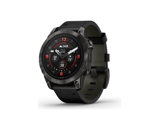 Смарт-годинник Garmin EPIX PRO (g2), 47, Saph, CrbnGryDLCTi, Blck Lthr, Excl, GPS (010-02803-30)