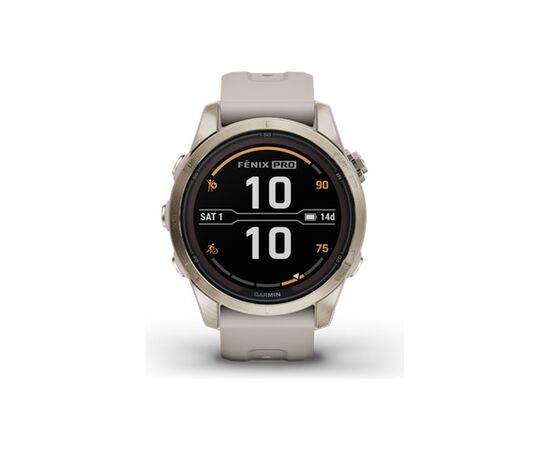 Смарт-часы Garmin fenix 7S Pro Saph Solar, Soft Gold SS w/Lt. Sand Band, GPS (010-02776-15), изображение 2 Смарт-часы Garmin fenix 7S Pro Saph Solar, Soft Gold SS w/Lt. Sand Band, GPS (010-02776-15), изображение 2