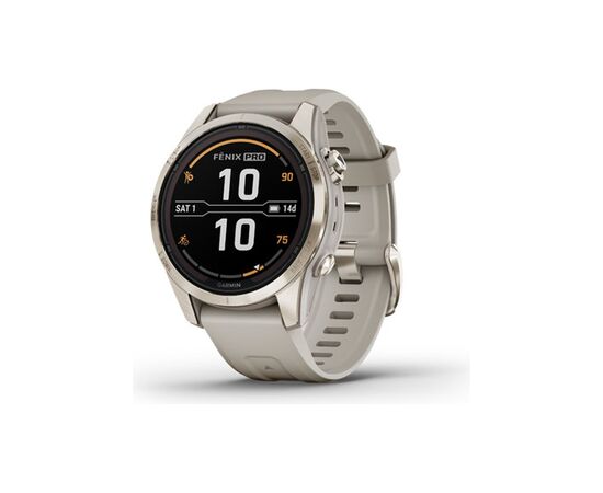 Смарт-часы Garmin fenix 7S Pro Saph Solar, Soft Gold SS w/Lt. Sand Band, GPS (010-02776-15)