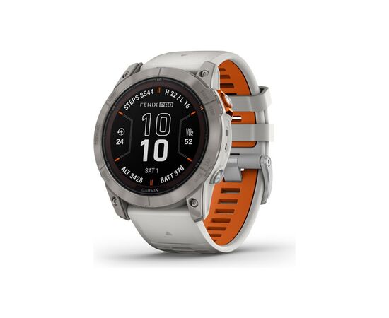 Смарт-часы Garmin fenix 7X Pro Sapph Sol, Ti w/Gray/Orange Band, GPS (010-02778-15)