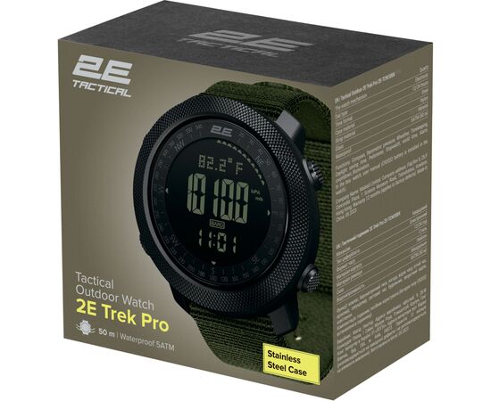 Смарт-годинник 2E Trek Pro Black-Green з компасом, барометром та крокоміром (2E-TCW30BK), зображення 7