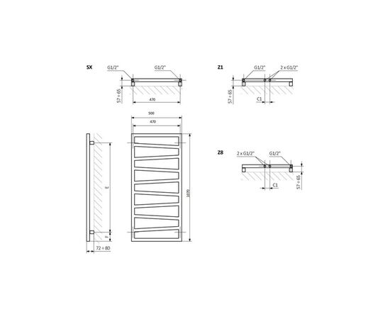 Полотенцесушитель Terma 1070х500 Zigzag (WLZIG107050KIHEE8TS1D), изображение 3 Полотенцесушитель Terma 1070х500 Zigzag (WLZIG107050KIHEE8TS1D), изображение 3