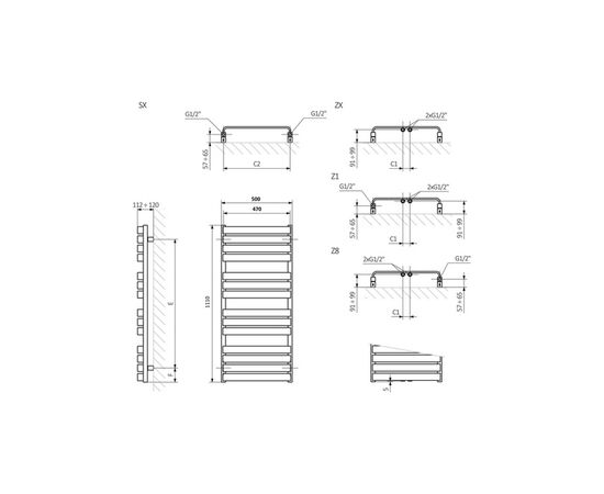 Полотенцесушитель Terma 1110х500 Warp T (WGWAT111050K737SX), изображение 3 Полотенцесушитель Terma 1110х500 Warp T (WGWAT111050K737SX), изображение 3